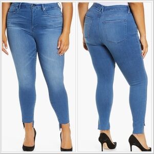 Good American Women’s Good Waist Step Hem Skinny Jeans